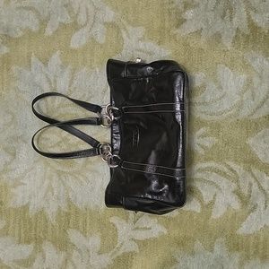 Coach black patent leather tote
